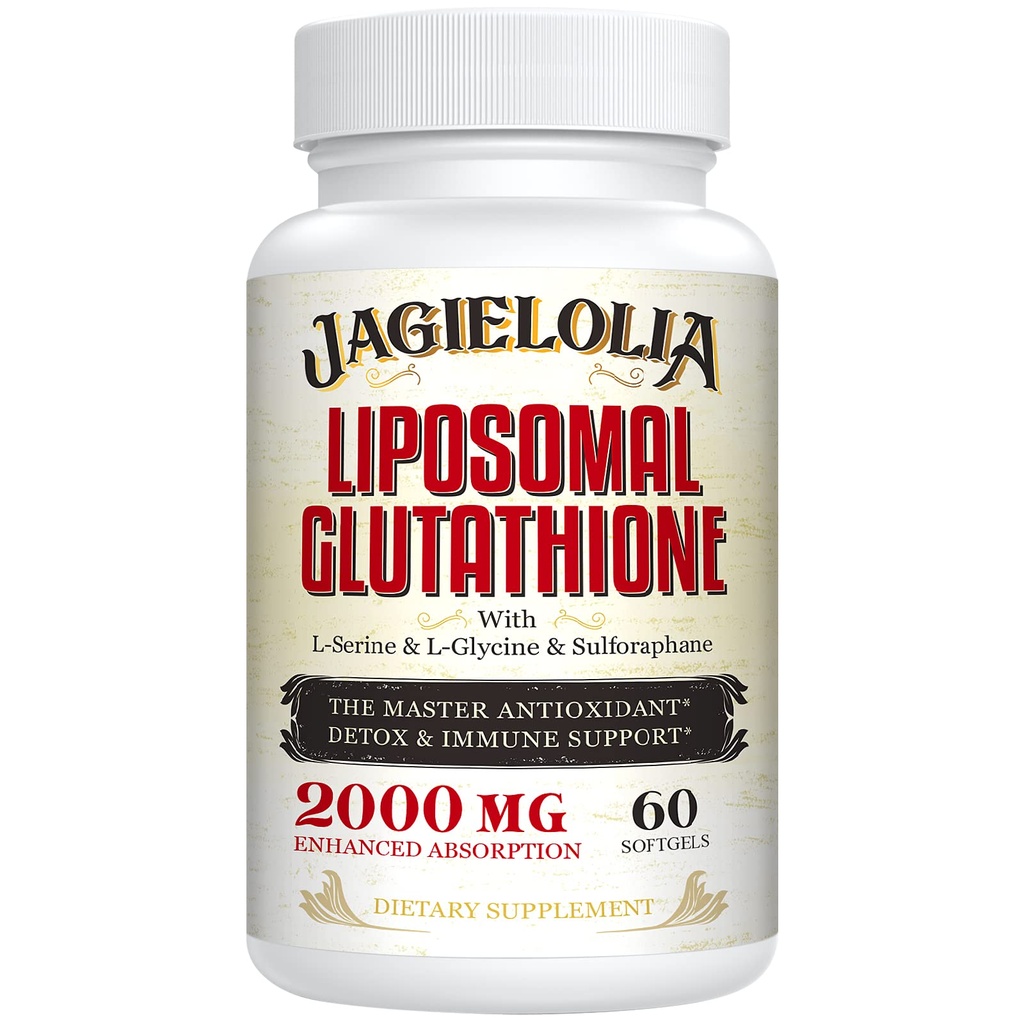 Liposomal Glutathione 2000 מ"ג עם L-Serine, L-Glycine & Sulforaphane - Active L-Glutathione ייחודי פורמולציה כדי לשפר את Absorption - Master Antioxidant, Detoxifying & Immune | 60 Softgels Softgels SoftGlutathione
