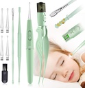 אוזן Wax Removal Tools,9 Pack אוזניים ניקוי כלי, Ear Pick with 2 LED אורות,Built-in USB אוזניים Wax Remover לילדים ומבוגרים