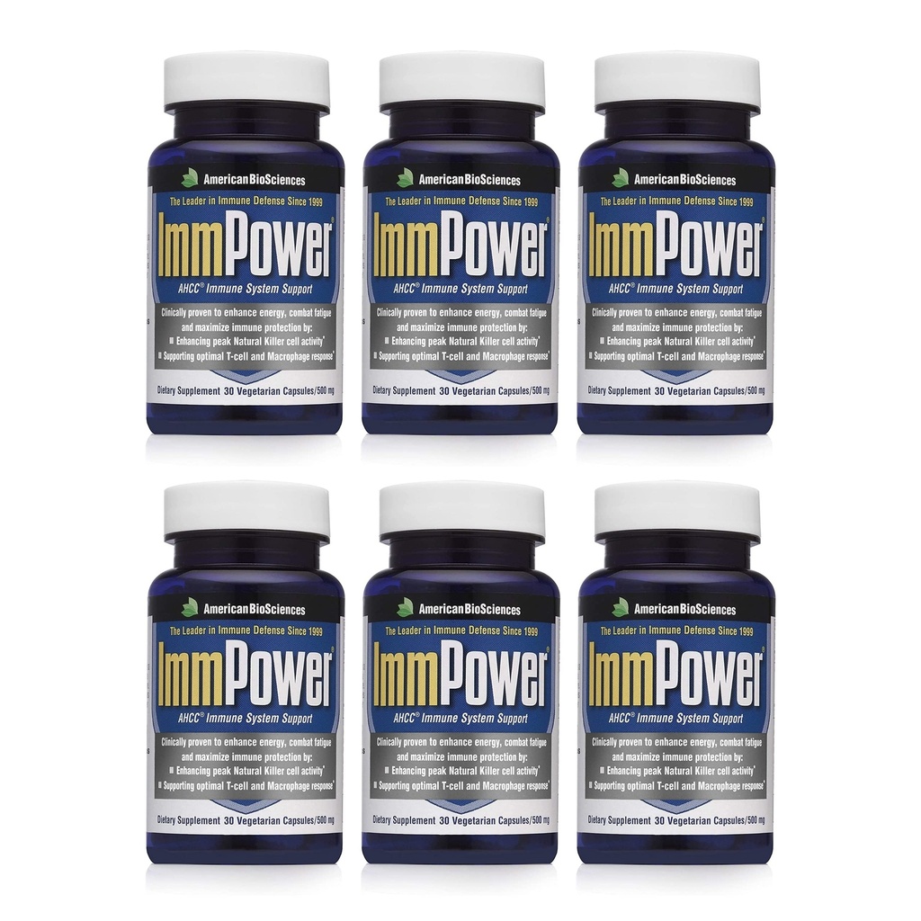 BioSciences ImmPower AHCC תוספת 6-Pack, תמיכה מוגברת Immune, Natural Killer Cell Activity and Cytokine הפקה, 30 קפסולות צמחוניות, 500 מיליגרם לכל קפסולה
