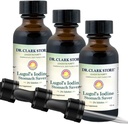 Dr. Clark Lugol's Iodine 2% פתרון - Aqueous ו-2% Granular Iodine - Natural Stomach Relief and Healthcare - 1 fl. Oz with a Dropper 3Pack