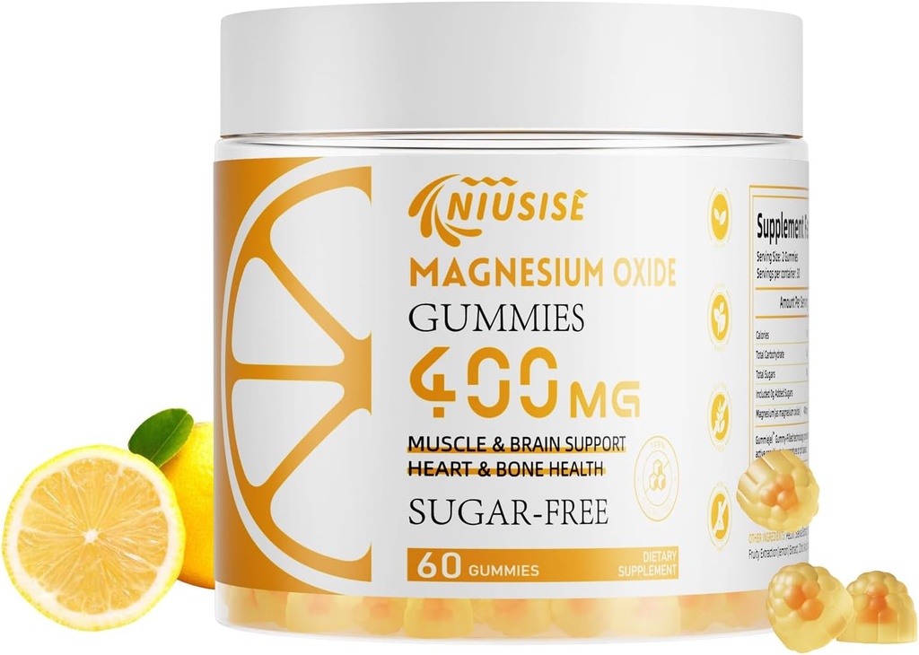 מגנזיום Oxide חניכיים עבור גברים ונשים, בקלות Absorbed Magnesium חניכיים תוספת עבור שריר, עצמות ותמיכה לב, Magnesium מורכב 400 מ"ג