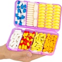 Yaklim נסיעות מגנטיות גלולות מארגנת, 7 השוואתיות Portable Pill Box, מארגנת ויטמין גדול עם תוויות, Daily Pill Case Medicine מארגנת, Big Supplementer magnet Pill Container Purple