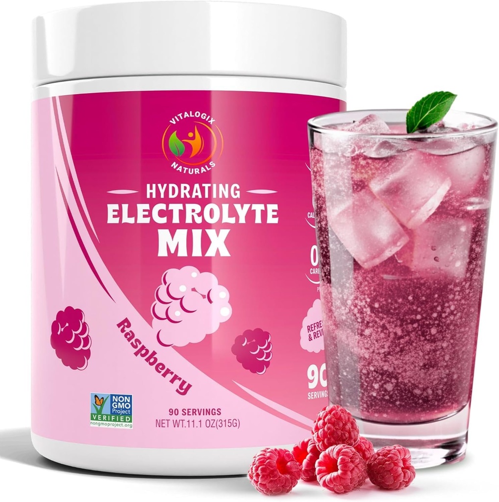 אבקת אלקטרוליטה - Raspberry Flavor | Sugar-Free hydrotion drink Mix with 6 אלקטרוליטים לאנרגיה, Cramp Relief & Recovery | Keto, Vegan, Fasting Friendly