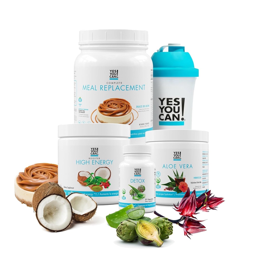 כן, אתה יכול! Detox Plus Kit (Mealחליף עוגיות ו Cream, Aloe Vera Hibiscus) - מלא אבקת החלפת Meal, High Energy Shake Booster, Aloe Vera Detox, Healthטרנספורמציה