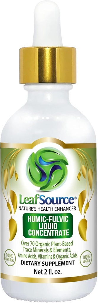 LEAFSOURCEY Fulvic Acid נוזלי 2oz Trace מינרלים עם ויטמינים אלקטרוליטים Collagen גבוה הומורic כדי Fulvic Ratio יותר אנרגיה Gut בריאות משותף בריאות תמיכה