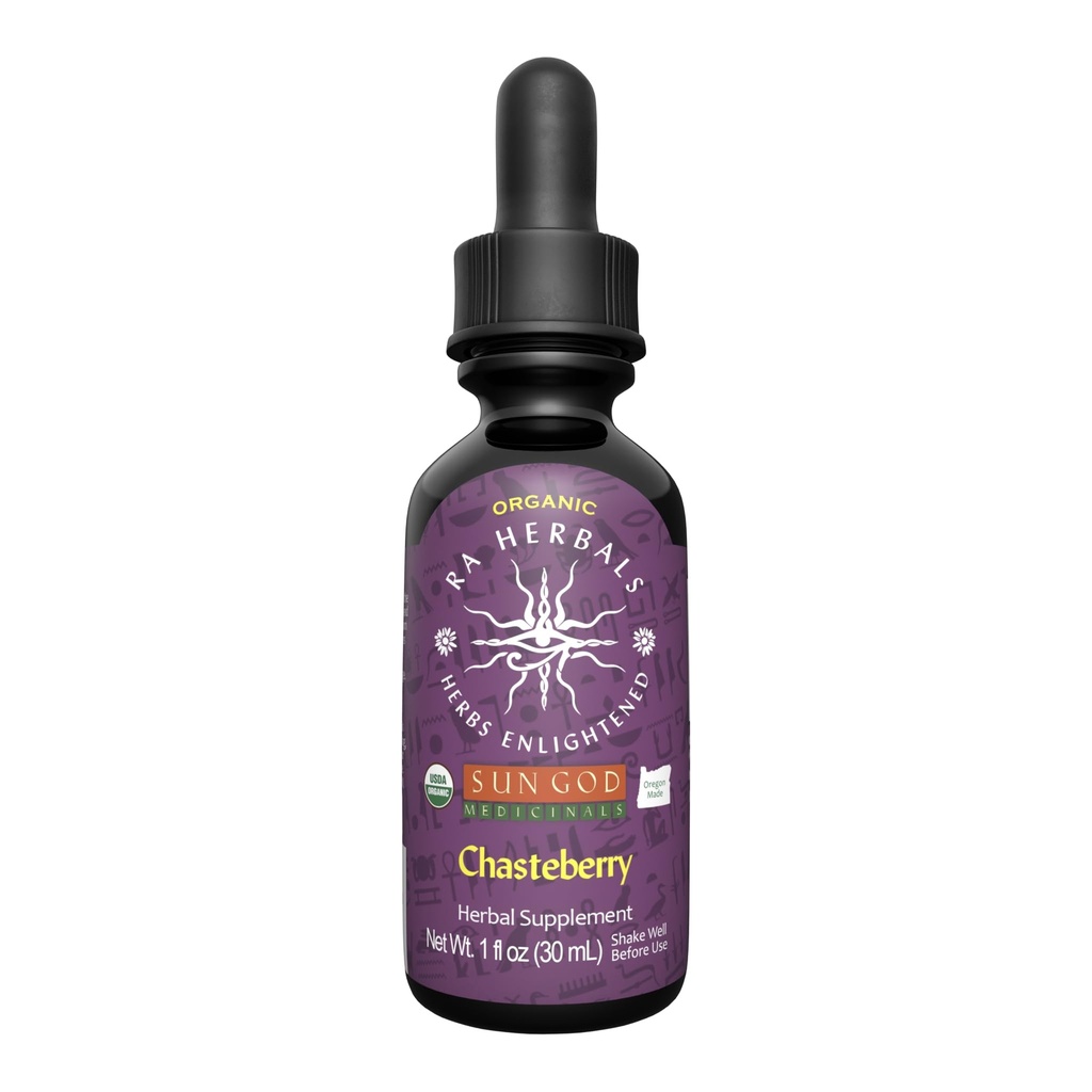 Ra Herbals אורגני Chasteberry לחלץ; Vitex Agnus-Castus Herbal Tincture; נקבה Hormonal Balance & Menstrual תמיכה; USDA אורגני, טבעוני, טיפות נוזל 1 floz
