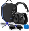 Yewltvep Shooting Ear Protection אקדח טווח הגנה אוזניים עם אוזניים, משקפיים בטיחות אקדח, אוזניות, מקרה אחסון קשה