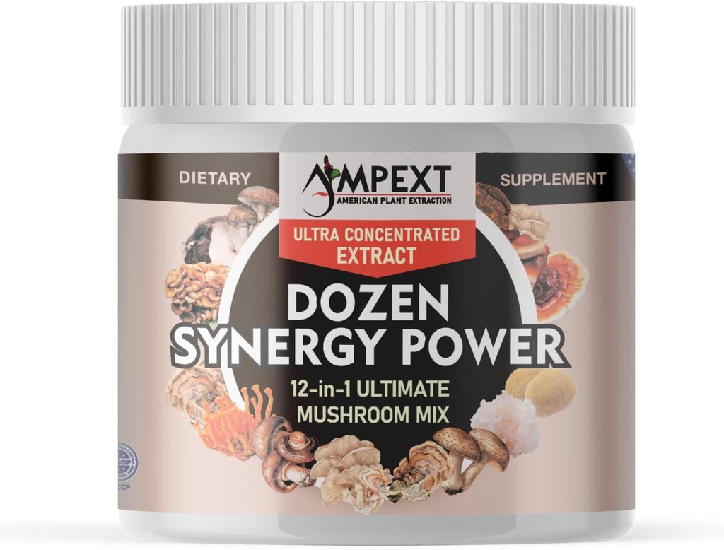 12-in-1 Dozen Synergy Power: Premium Complex of 12 מוצרי מזון נבחרים בקפידה, תמיכה ב- Immunity, Cognitive & Cardiovascular Functions