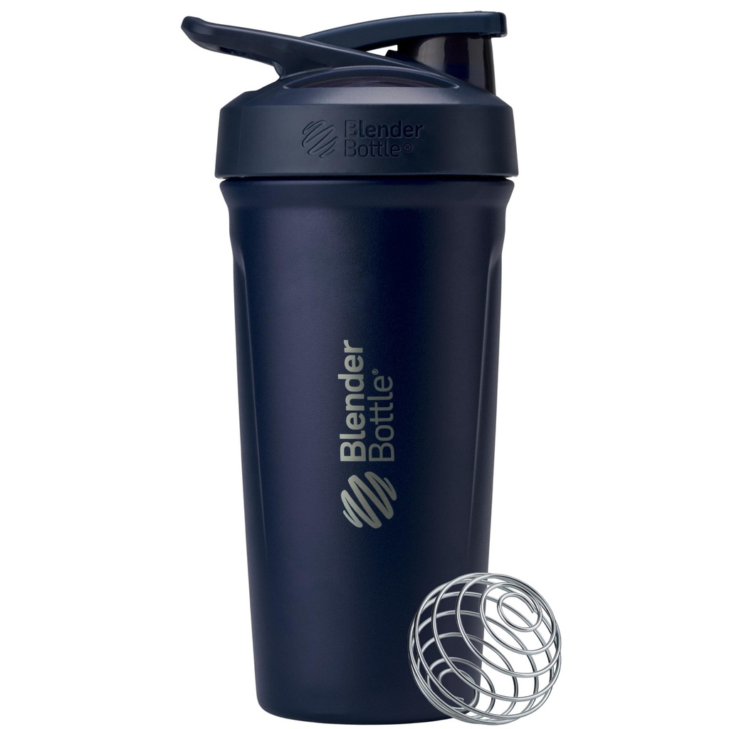 BellerBottle Sport Insulated Stainless Steel Shaker בקבוק עם Wire Whisk, 24Ounce, הצי - חלבונים שקד ושיקום עבור ספורטאים ו- Fitness Enthiasts, Easy Mixing, Keeps Drinks Cold, Lockable Lid