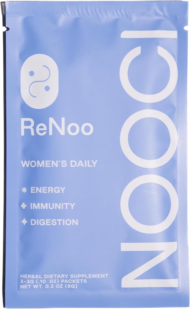 NoOCI ReNOo Women's Daily אבקה לאנרגיה, Immunity, Digestion | Travel Size | No added Sugar | Non-GMO | 3 Sachets, Green Tea