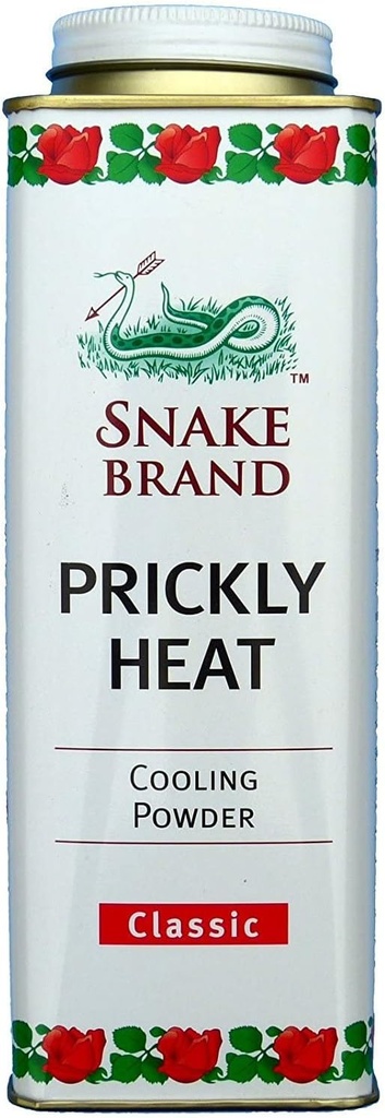 Snake Brand Prickly Heat Cooling אבקה לשימוש יומיומי - Anti-Chafing, Heat Rash Relief, Classic Original Scent (9.9 Oz/280g)
