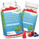 2 Pack Ashwagandha Gummies עם ויטמין D עבור נשים וגברים, סוכר חינם טבעוני 1000MG Ashwagandha תוספת מסטיקמי ויטמין C, 120 ספירה