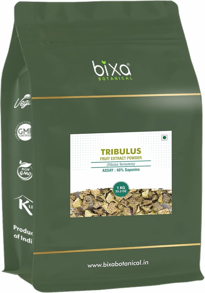 bixa BOTANICAL Gokhru / Tribulus (Tribulus Terresteris) תמצית יבשה - 40% Saponins על ידי Gravimetry | חבילת 1 | תמיכה Genito-Urinary Health & השרירים לבנות