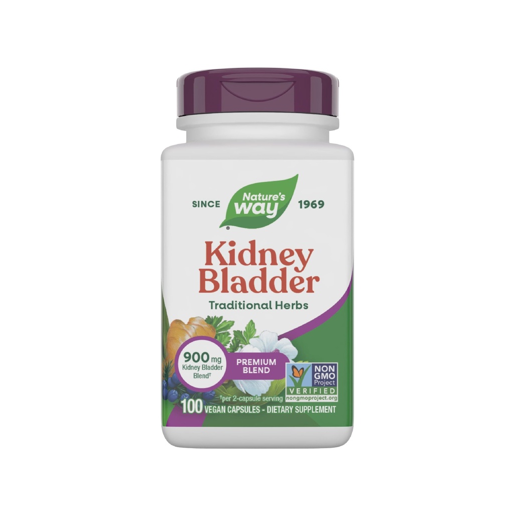 Nature's Way Kidney Bladder Premium Band, תוסף הרשאות המסורתי, 900 מ"ג ל- 2Capsule Server, Non-GMO Project מאומת, טבעוני, 100 קפסולות (Packaging May Vary)