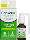 Canker-X Mouth Sore Spray, Oral Pain Relief from Canker Sores, Burns & More, No Burning & Numbing, Benzocaine-Free & Alcohol-Free Mouth Ulcer Treatment, Targeted Spray Nozzle, 0.51 Fl. Oz.
