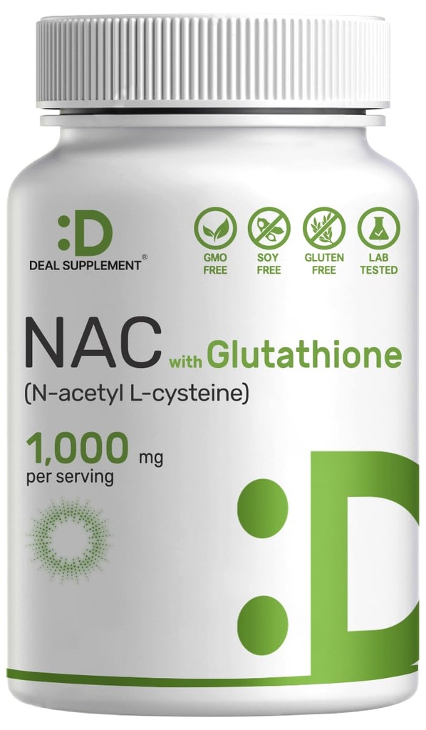 תוסף NAC (N-Acetyl Cysteine) 1000 מ"ג פרי לשרת עם מופחת Glutathione, 240 קפסולות - תמיכה אנטי-חמצן לבריאות החיסון, Lung, & Liver Function