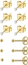 6Pairs 2mm 3mm Surgical Steel Hypoallergenic פירסינג סטאדס, 20G 14K אמיתי זהב מלא זעיר סטים סטרינג ארינג מוגדר עבור מספר רב של פירסינג חור (Cubic Zirconia, פרל, כדור)