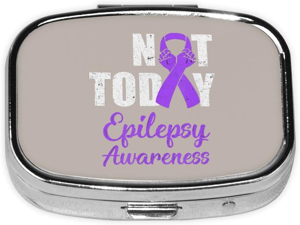 לא היום Epilepsy מודעות Ribbon Square Mini Pill Case Travel מארגנת Portable Compartments Metal Pill Box
