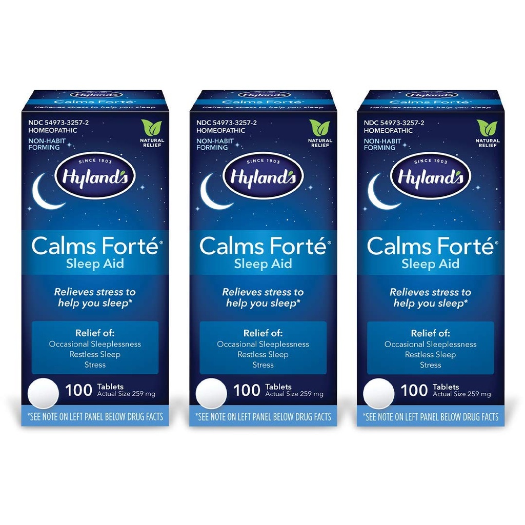 טבליות ה-Hyland's Calms Forte' Sleep Aids, Natural Relief of Nervous Tension and Occasional Sleepless, 100 Count (Pack of 3)