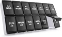 Sukuos Weekly Pill Productionser 2 Times A Day, 7 Day Pill Box AM ראש ממשלה גדול מדי יום גלולות מקרה ויטמין גלולות המכיל ויטמינים, שמן דגים, תוספים