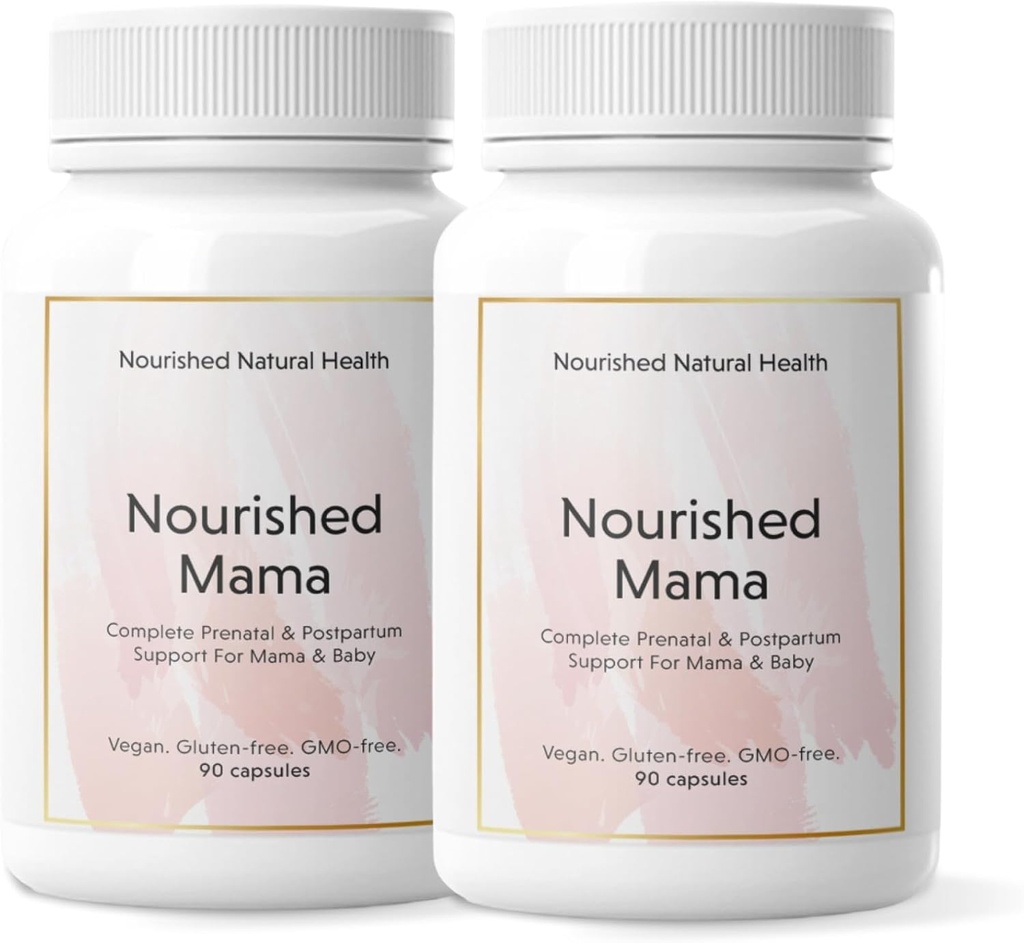 Nourished Mama Prenatal Multi ויטמין - טבעוני Multivitamin עבור Previewion, הריון, Postpartum ותמיכה הנקה - Iron-Free with Methylated Folate & High Dose Choline - 180 קפסולות