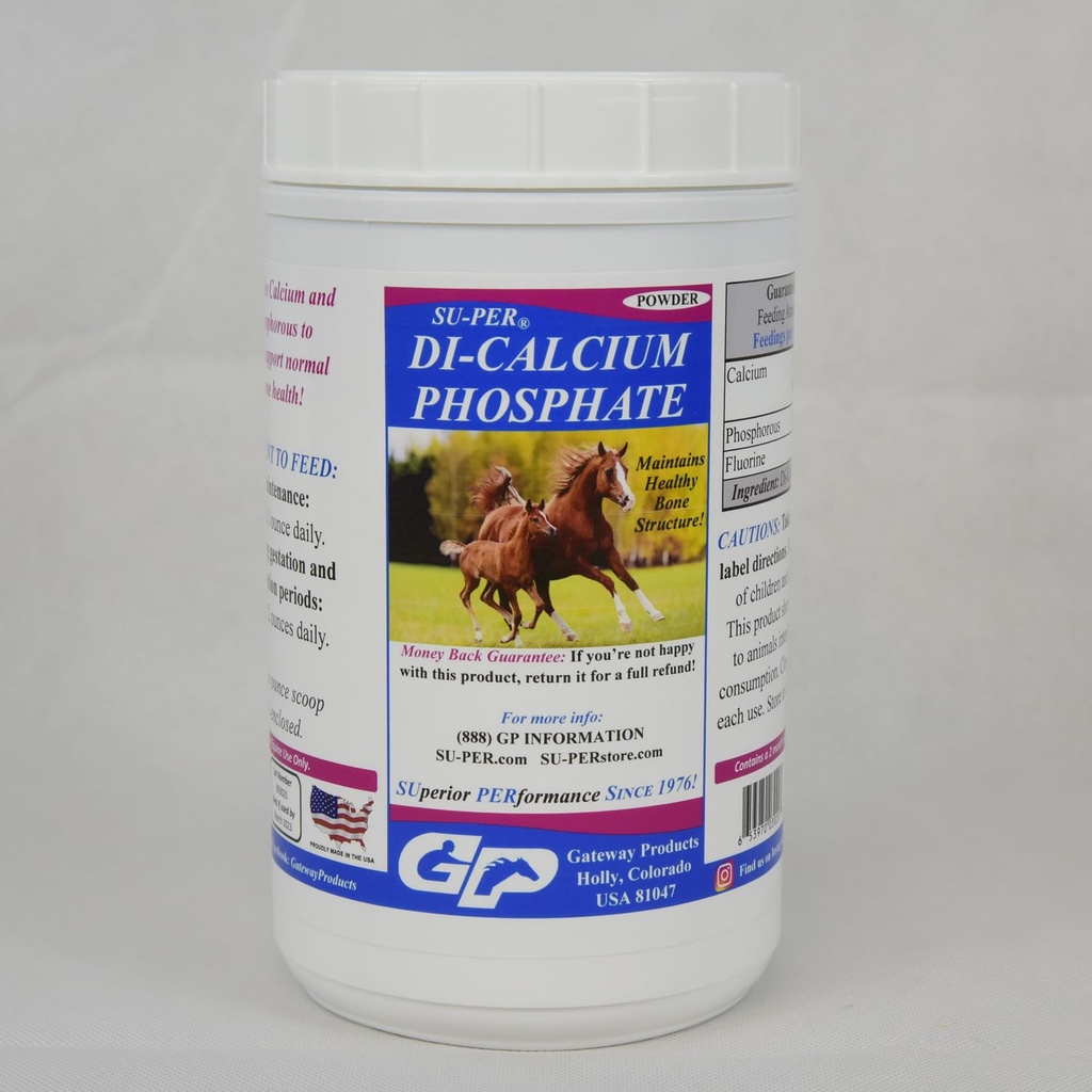 SU-PER Di-Calcium Phosphate Horse מינרלים - Calcium & Phosphorus תמיכה עבור מבנה עצמות בריא - 4 פאונד, (2 Pack)