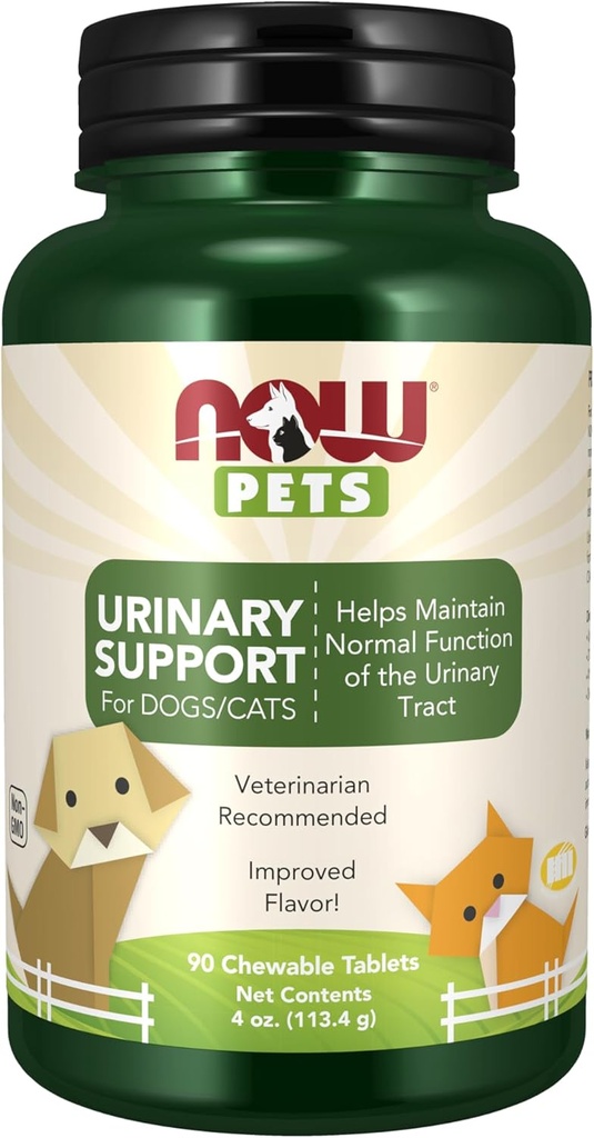 Now Foods Pet Health, Urinary Support Supplement, פורמולה לחתולים ולכלבים, NASC Certified, 90 טבליות Chewable