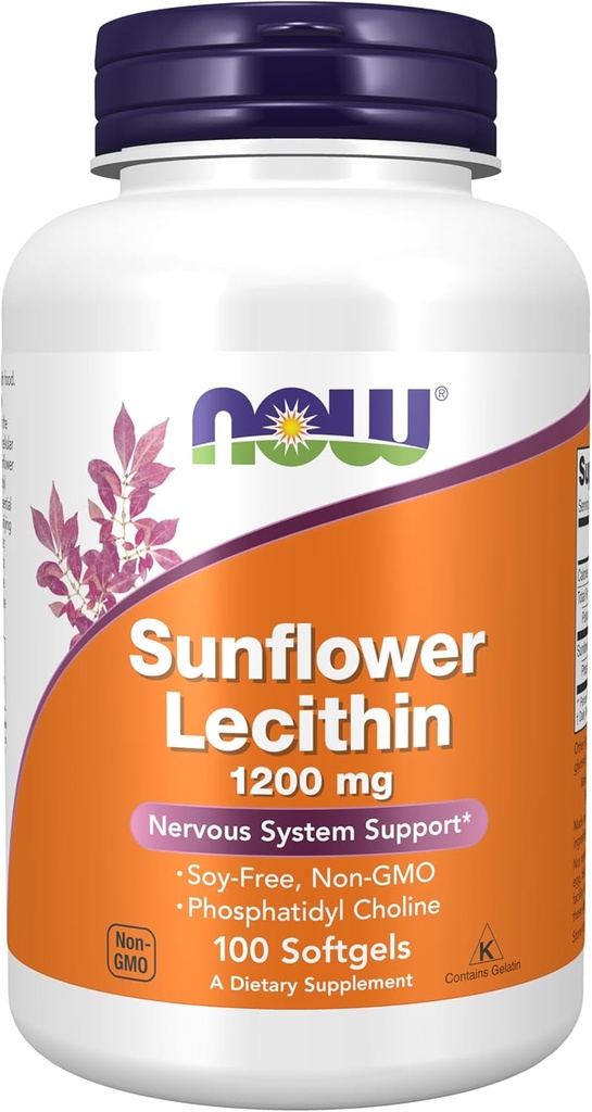 עכשיו FOODS Sunflower Lecithin 1200MG, 100 Count