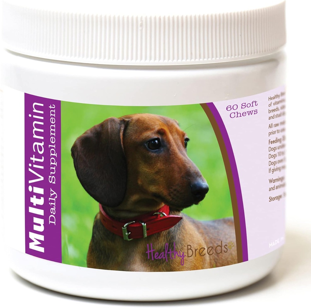 בריא Breeds Dachshund Multi-Vitamin Soft Chews 60 הרוזן