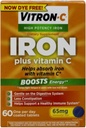 Vitron-C High Potency Iron Dietary: Iron Plus ויטמין C, Boosts Energy, Gentle על מערכת העיכול, 60 טבליות Coated, 65 מ"ג אלמנט ברזל