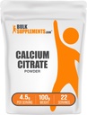 BulkSupplements.com Calcium Citrate אבקת - תוסף Calcium, High Bioavailable - Unflavored & Gluten Free, 4.5g לכל משרת, 100g (3.5 oz) (Pack of 1)