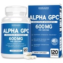 Alpha GPC כולסטרול קפסולות - 120 ספירה, 600 מ"ג משרתות (Brain Support Aid That Supports Focus, Memory,מוטיבציה ואנרגיה (הצד השלישי נבדק, טבעוני בטוח עשוי בארה"ב) Brain Support Supplement