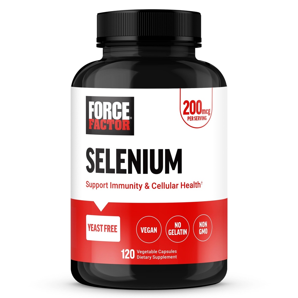 כוח גורם Selenium Immune תמיכה תוסף, Selenium 200mcg קפסולות לתמוך Immune Defense, Immunity תוסף, טבעוני, non-GMO, 120 קפסולות