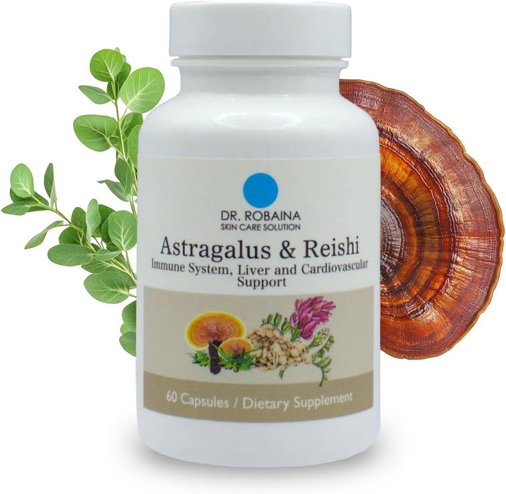 ד"ר Robaina Astragalus & Reishi כמוסות - Immune, Liver & Cardiovascular Support - High-Potency Herbal - טבעוני, Non-GMO, מיוצר בארה"ב, 60 קפסולות