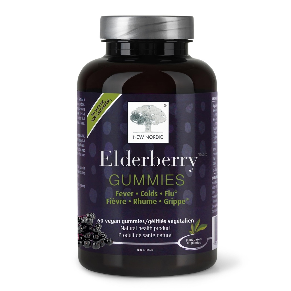 חדש NORDIC Elderberry חניכיים טבעוניות, סוכר חינם Chewable Immune תמיכה עם ויטמין C למבוגרים וילדים 4, אין צבעים מלאכותיים או פלברס, 60 ספירה (Pack of 1)