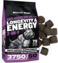 Bully Max 2-in-1 Anti-Aging Multivitamin Chews - תוסף מזון לכלבים בכיר עבור Vitality, Immunity, תמיכה משותפת עם Postbiotics - ויטמינים לכלבים למבוגרים עבור קטנים וגדולים - 75 Tasty Soft Chews
