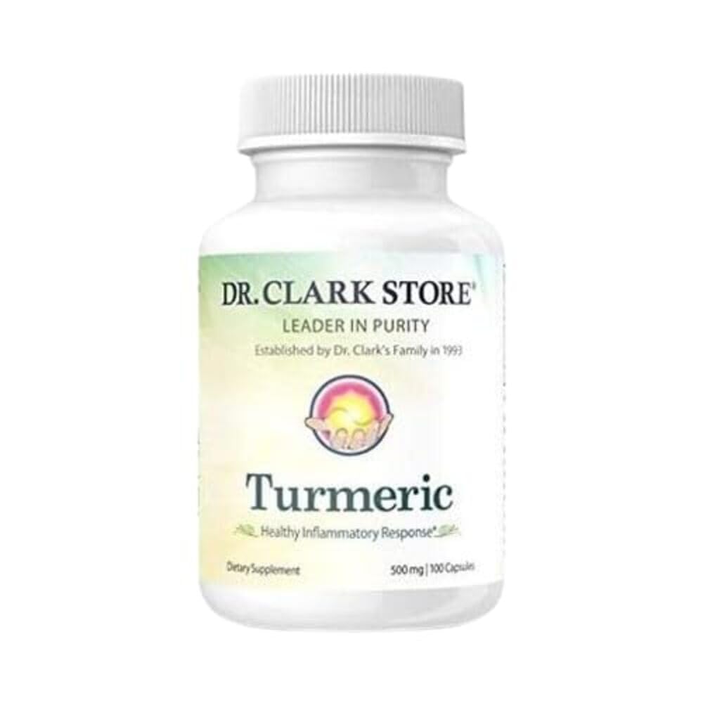 Dr Clark Store Turmeric Curcumin 500 מ"ג - 100 קפסולות, Immune Support, Natural Herbal תוסף, Non-GMO, טבעוני, Antioxidant Boost