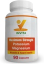 Invita Potassium Magnesium תוסף (90 קפסולות) High Absorption Potassium Magnesium Complex with Aspartate & Chloride - תומך Cardiovascular, השרירים & Nerve Health - Non GMO & Gluten Free Free