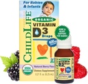 CHILDLIFE ESSENTIALS אורגני ויטמין D3 טיפות - ויטמין D טיפות לתינוקות ותינוקות, 400 IU Per Drop, All-Natural, USDA אורגני, non-GMO, כשר, Gluten-Free - Natural Bre Flavor, 0.21 Fl Oz Oz