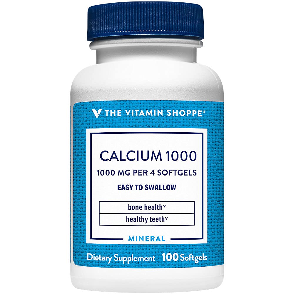 ויטמין Shoppe Calcium 1000MG, Easy to Swallow Softgels, תומך עצמות ושיניים עם 400IU של ויטמין D (100 Softgels)