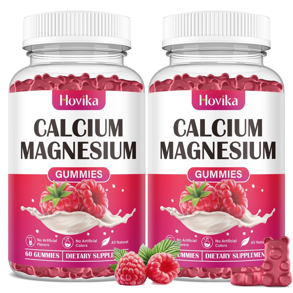 Calcium Magnesium Zinc Gummies-Calcium Magnesium 2:1 Ratio עם ויטמין D3, K2, B6, B12 עבור כוח העצם, תפקוד שרירים ובריאות עצבית, תוספת Absorption פורמולה, טבעוני, Raspberry Flavor 120 חניכיים.