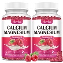 Calcium Magnesium Zinc Gummies-Calcium Magnesium 2:1 Ratio עם ויטמין D3, K2, B6, B12 עבור כוח העצם, תפקוד שרירים ובריאות עצבית, תוספת Absorption פורמולה, טבעוני, Raspberry Flavor 120 חניכיים.