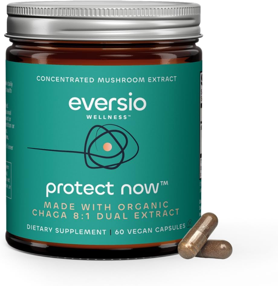 Protect Now Organic Chaga Mushroom - 8:1 תמצית כפולה 60 קפסולות טבעוניות (450 מ"ג) 60 משרתים - אורגני Wild-Harvested Chaga