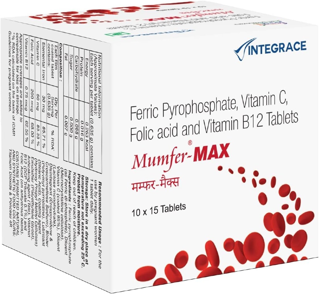 Nutranix TNA 150 טבליות | Iron, Folic Acid תוסף, ויטמין C & ויטמין-B12