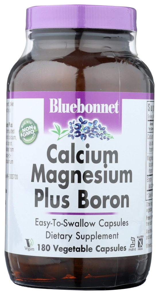 BlueBonnet Calcium Magnesium Plus Boron Vegetarian קפסולות, Off-White, 180 Count