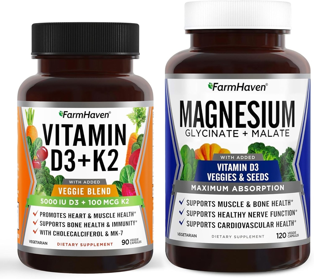 FarmHaven Magnesium Glycinate ויטמין D3 K2