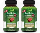 Irwin Naturals Double-Action Fat Burner RED - 75 נוזל Soft-Gels, Pack of 2 - Powerful Thermogenic with Nitric Oxide Booster - 50 Totalשרתים