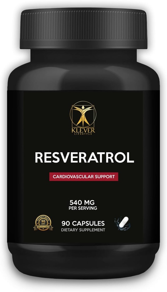 קלבר Lifestyle | Resveratrol Antioxidant Supplement | תומך בתפקוד Immune, Longevity, Aging בריא 90 קפסולות | 540 מ"ג לשרת