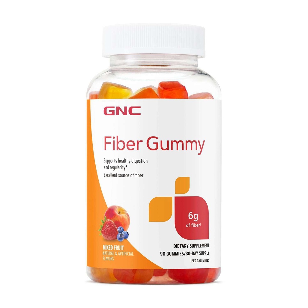 GNC סיבים 6g Gummy, תומך בריא Digest & סדירות, פירות מעורבים, 90 הרוזן