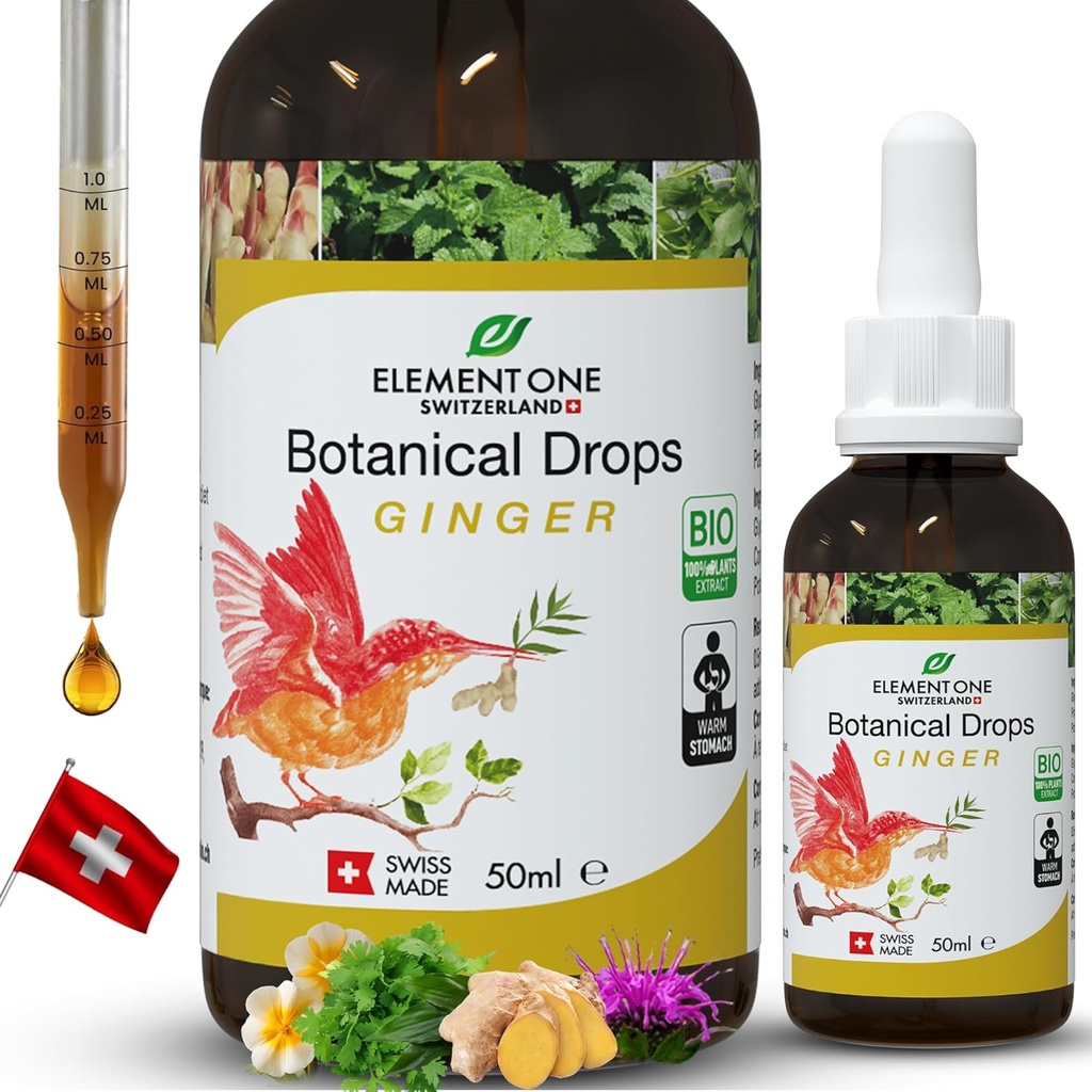 טיפות בוטניות טבעיות - ג'ינג'ר ו- Digestive Enzymes in a Organic Formula for wideve Wellness, Support Immune System, Promote Inflammation Relief, and Enhance Blood Circulation (50 מ"ל)